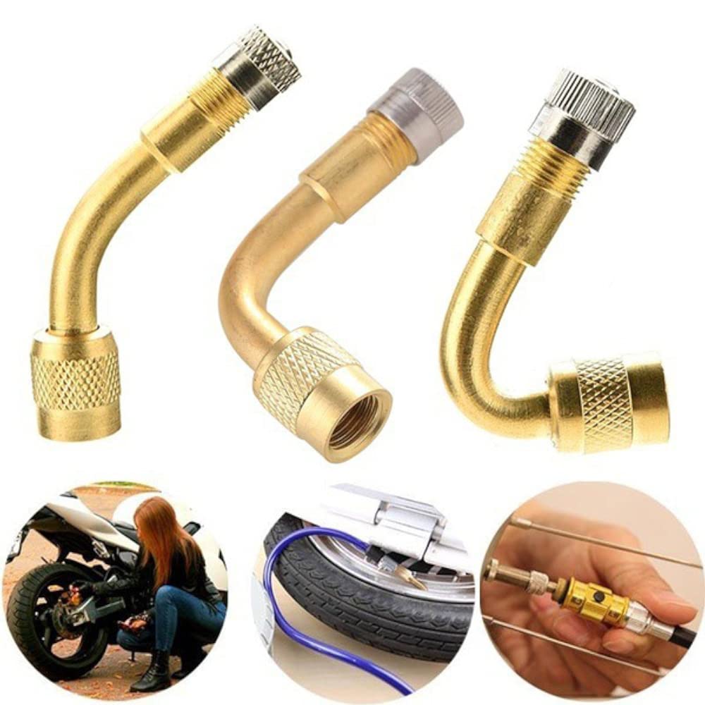 Estensione Valvola Pneumatico Set, 3 Pezzi Angolo Estensori di Valvole con 2 Pezzi Gomma Estensori Valvola per Auto Bici Camion Motocicletta