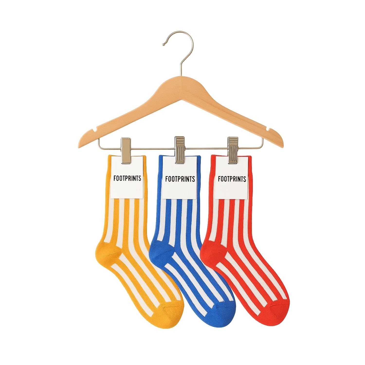 FOOTPRINTS Kids Bamboo Sports Socks | Crew Length | Anti-Odour & Breathable | Anti-Bacterial | Red, Blue & Yellow | Pack of 3 | All-Day Comfort