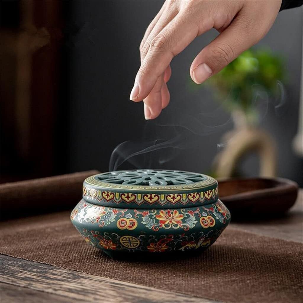 Painted Pottery Mythical Beast Ceramic Incense Burner, Coil Incense Holder for Home Decoration, Office, and Yoga Space