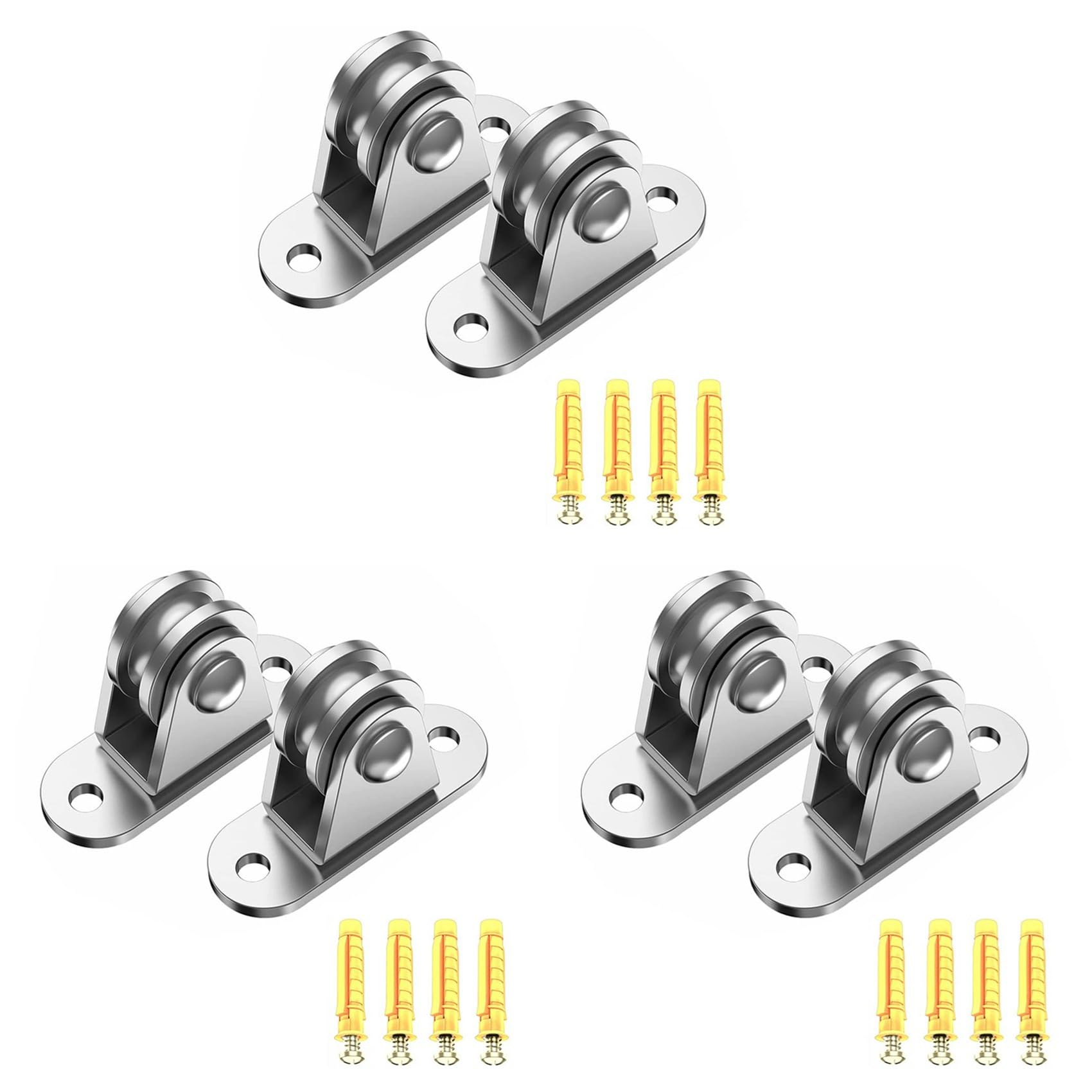 Jnchdghwa Silver Carbon Steel Pulley Block, Small Pulley Block Silent Pulley, Material Handling And Diy Kits Moving, 6Pcs