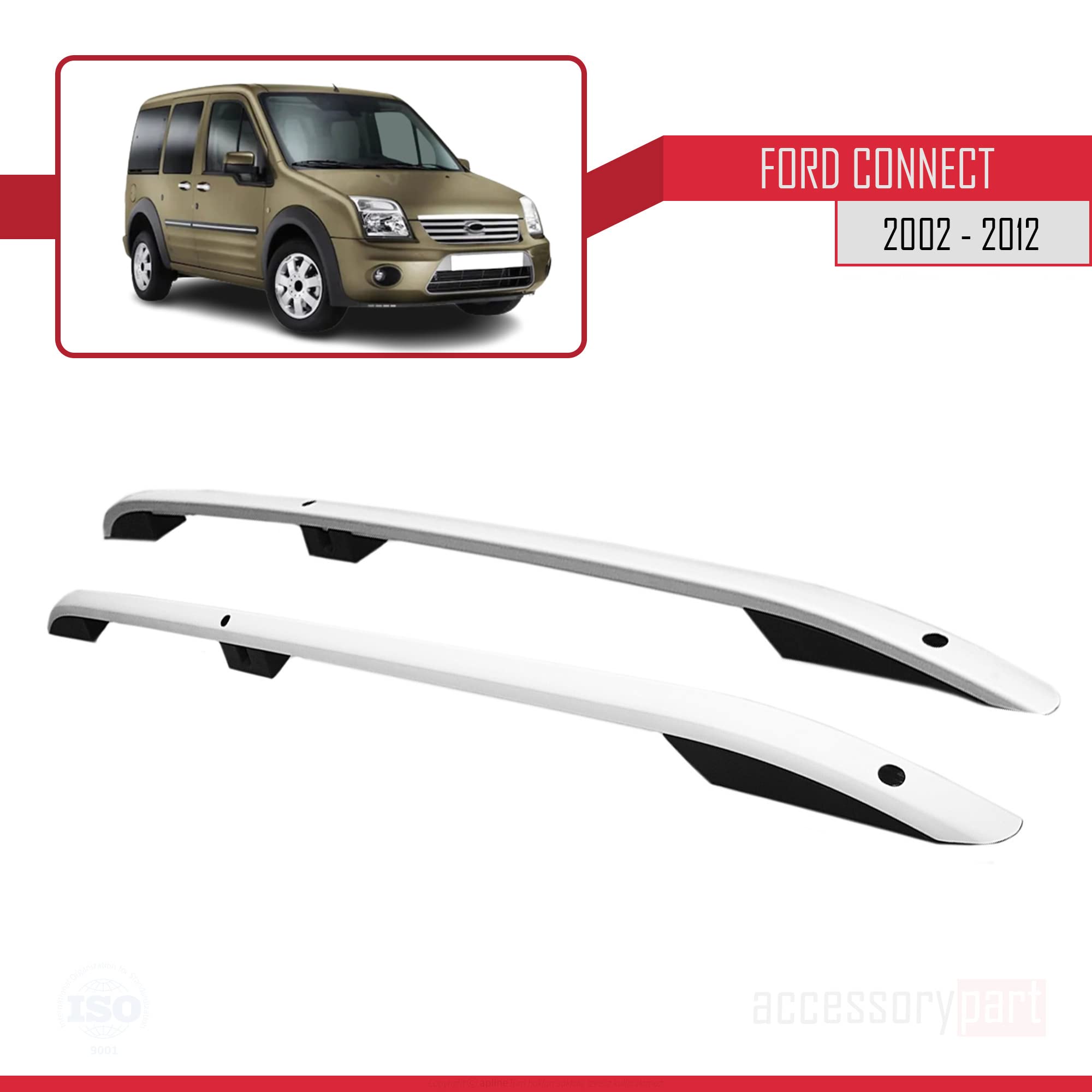 Kompatibel mit Ford Transit/Tourneo Connect 2002-2013 (Kurzer Radstand L1/H1) Dachreling Dachträger Gepäckträger Grau