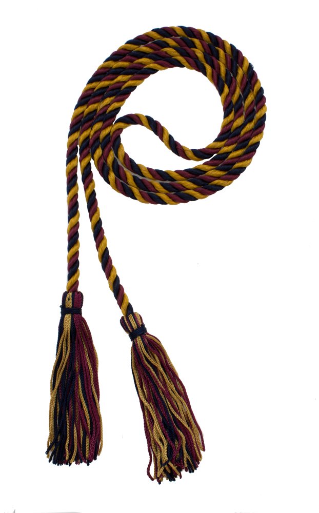 Tassel Depot Graduation Honor Cord - Navy/Maroon/Oriental Gold - Every School Color Available - Made In Usa