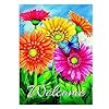 Alaza welcome butterfly flowers sunflower daisy house flag garden banner 28 x 40 double sided summer flowers spring butterfly garden flags for anniversary yard outdoor decoration  urban country home decor