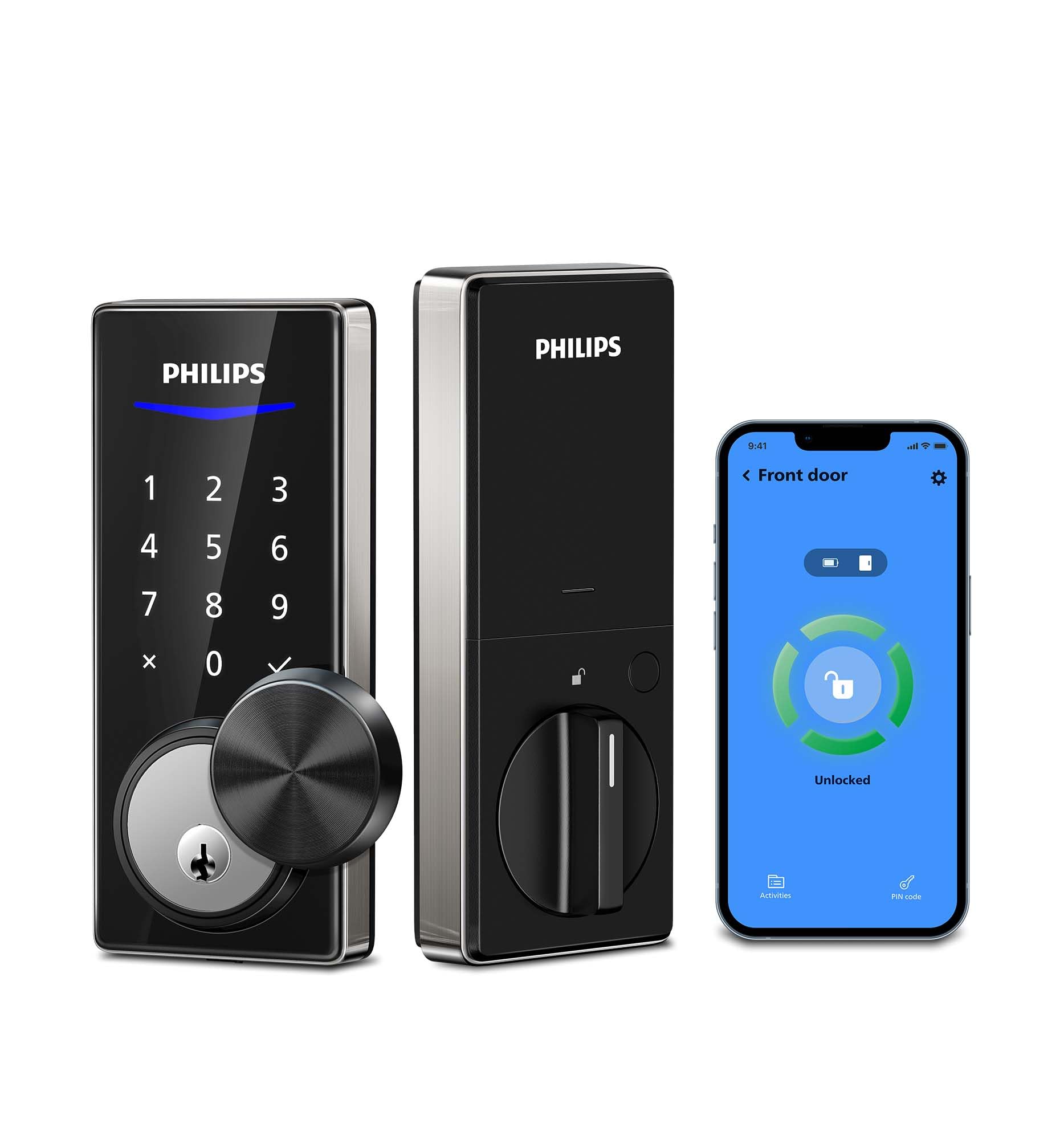 Philips Smart Lock for Front Door, Keyless Entry Door Lock with Touchscreen, APP Control, Auto Lock, One-Time Code, Real Time Notification, Voice Control, Anti-Peeping, Satin Nickel