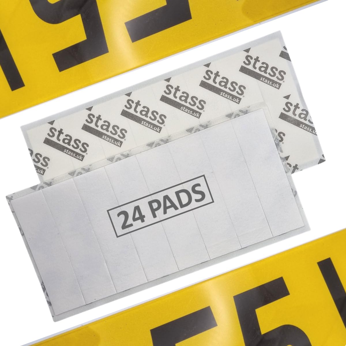 STASS 'PlateFit' Number Plate Sticky Pads (24 Pack), Extra Strong Double Sided Foam Adhesive Strips, Drill-Free Mounting Tape for UK Registration/Licence Plates, Weatherproof - 2