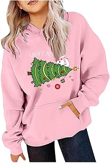 SoLu DAY8 Christmas Hoodie Kids Girls Age 3-14 Years Fashion Graphic Teen Girls Christmas Sweatshirt Winter Long Sleeve Xmas Tops PuLover Cute Cartoon Comfy Casual Vacation Blouse