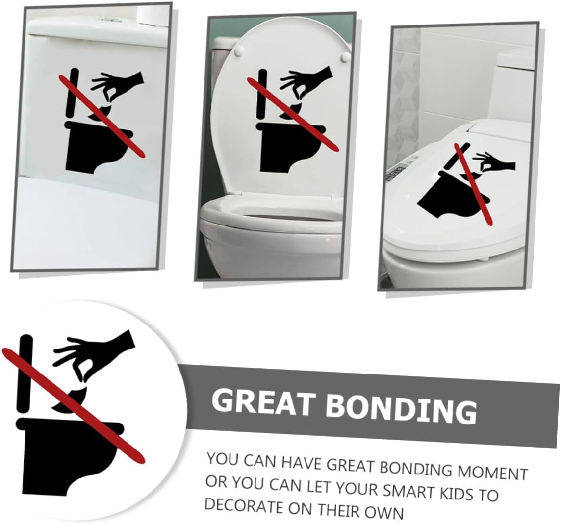 2 Sheets Removable Toilet Lid Sign Cling Sticker Adhesive Bathroom Decal for Toilet Seat Easy to Apply and Remove Reminder Not to Flush Tissue Suitable for Home and Public