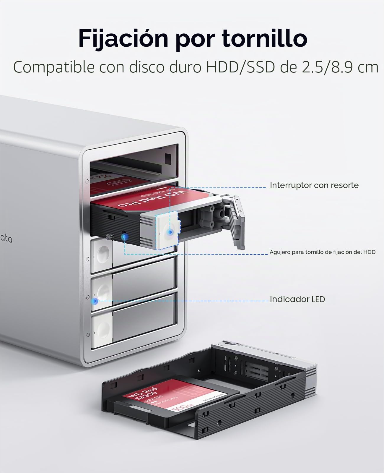 ORICO Raid Caja de Aluminio para 5 Bahías SATA HDD/SSD de 2,5/3,5 Pulgadas, USB3.0 Type-B 5 Gbps, Base de Conexión para Disco Duro, Soporta Raid 0/1/5/10/PM (9958RU3)