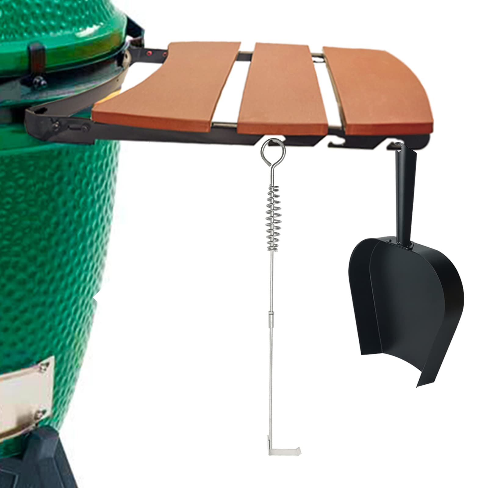 Herramienta de eliminación de cenizas de barbacoa de 18 pulgadas y bandeja de cenizas para accesorios de huevo verde grande, herramienta de ceniza de acero inoxidable para BGE Primo y otras