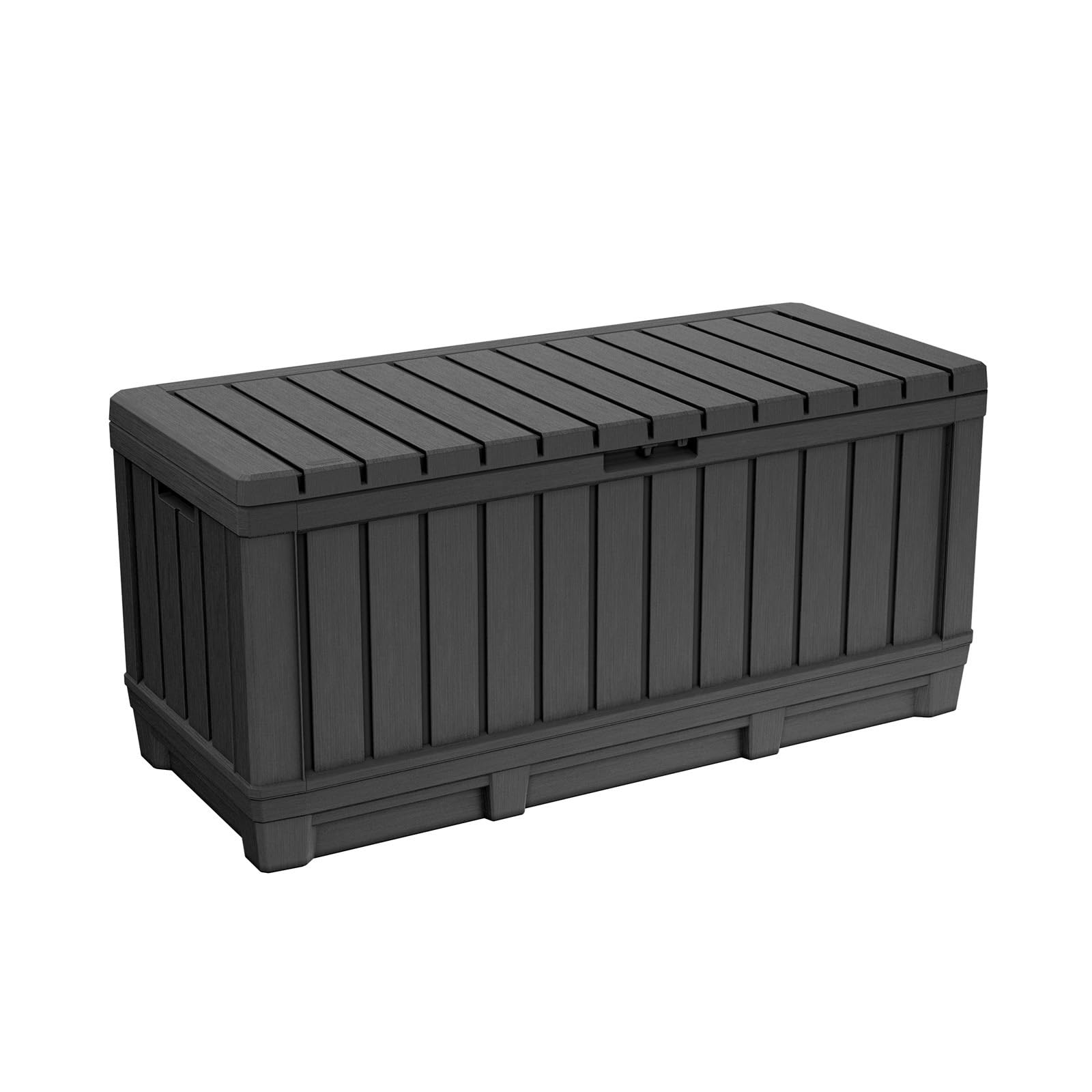 Koll Living Boîte de rangement de jardin Kentwood 350 litres d'espace de rangement Anthracite | Boîte de rangement avec fonction siège pour coussins, outils de jardin ou jouets pour enfants |