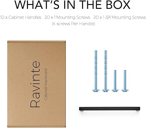 Vista 64 de Ravinte Paquete de 20 manijas cuadradas de gabinete de cocina de 18 pulgadas, color negro mate, tiradores de cajón negros, manijas de gabinete