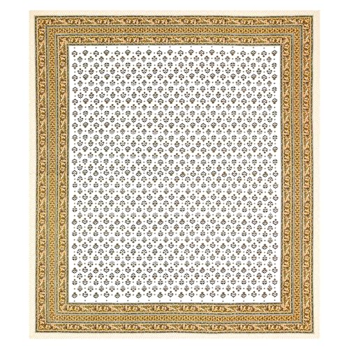 Image of BLOCKS OF INDIA Hand Block Printed 200 TC Cotton King Size Bedsheet (Brown BUTI)