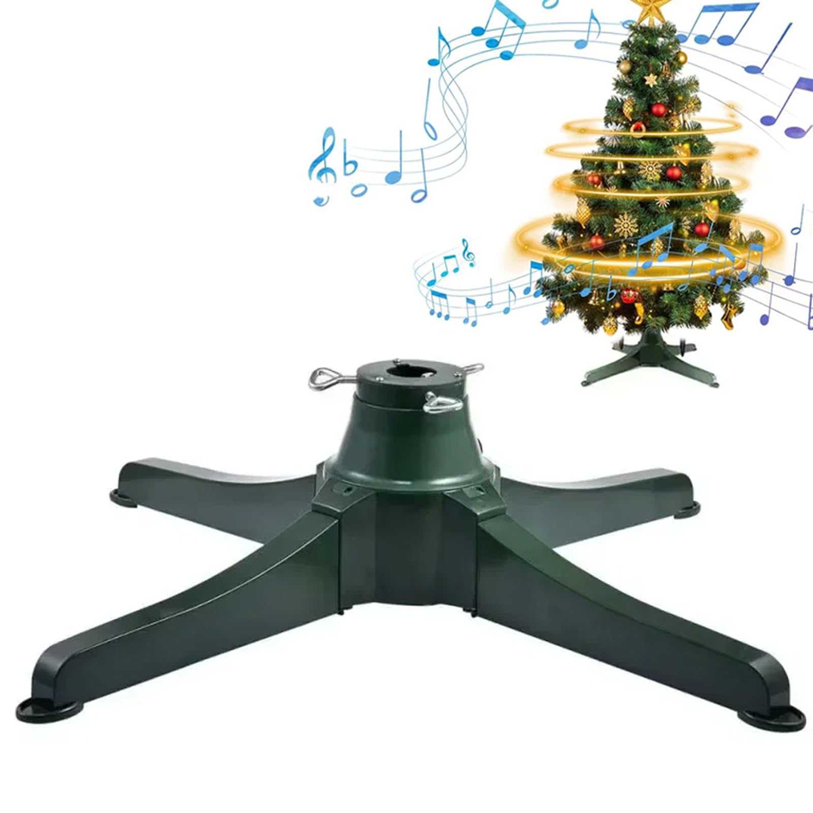 Rotating Christmas Tree Stand with Music, Drehbarer Weihnachtsbaumständer mit Musik, 360° drehbarer Christbaumständer, Musikalische rotierende Weihnachtsbaumständer für Party Dekoration (65cm)