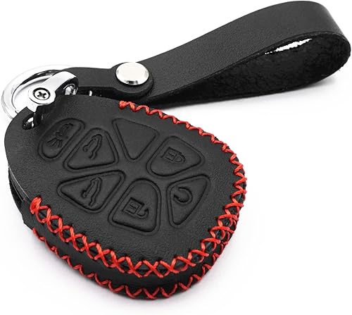 WFMJ Funda de cuero inteligente de 6 botones para llavero de Chevy Chevrolet Tahoe Suburban Cadillac Escalade GMC Yukon 2007-2014 negro