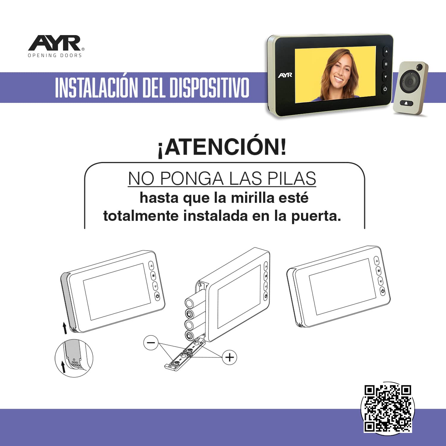 Mirilla Digital grabadora AYR 755 Acabado níquel Mate.