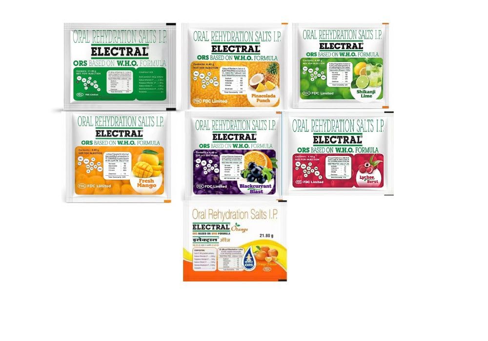 ELECTRAL Oral Rehydration Salts, Assorted 7 Flavour, 21.4 Gm Pack of 7 — Amazon image 2