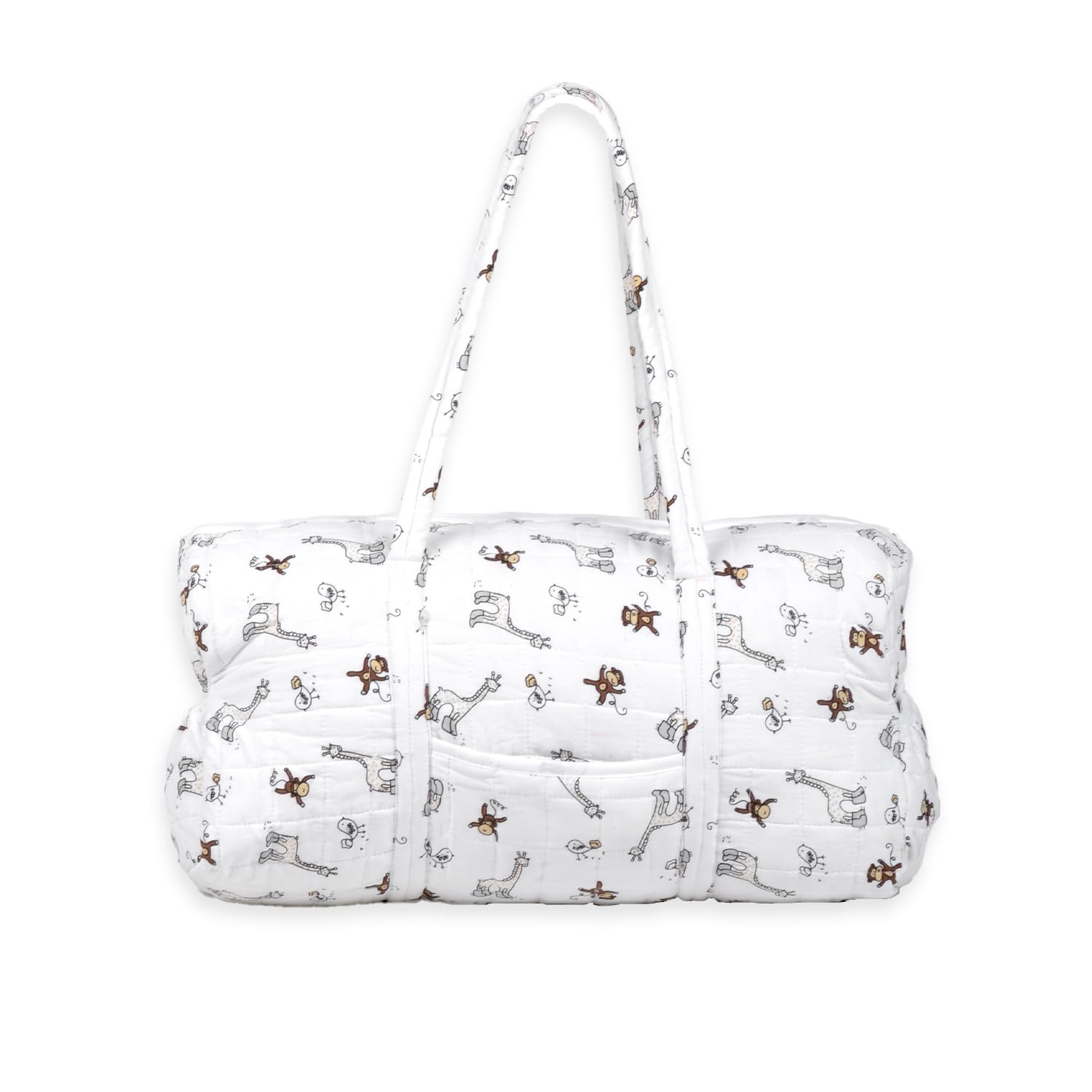 MOM's HOME Baby Organic Cotton Diaper Carry Bag For Mothers - Jungle Theme- Travel Bag With Waterproof Compartments Multicolor