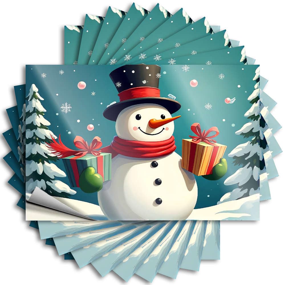 Decals - Unique Hard A Cheerful Snowman Holding Colorful Gifts in A Snowy Landscape. for Dry Boys Bedroom Decorations(6X9CM)