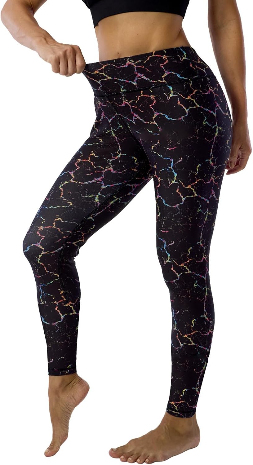 UIUO-UIPEU Women's Printed Yoga Pants with Pockets 7/8 Workout Leggings for Women Tummy Control Compression Leggings
