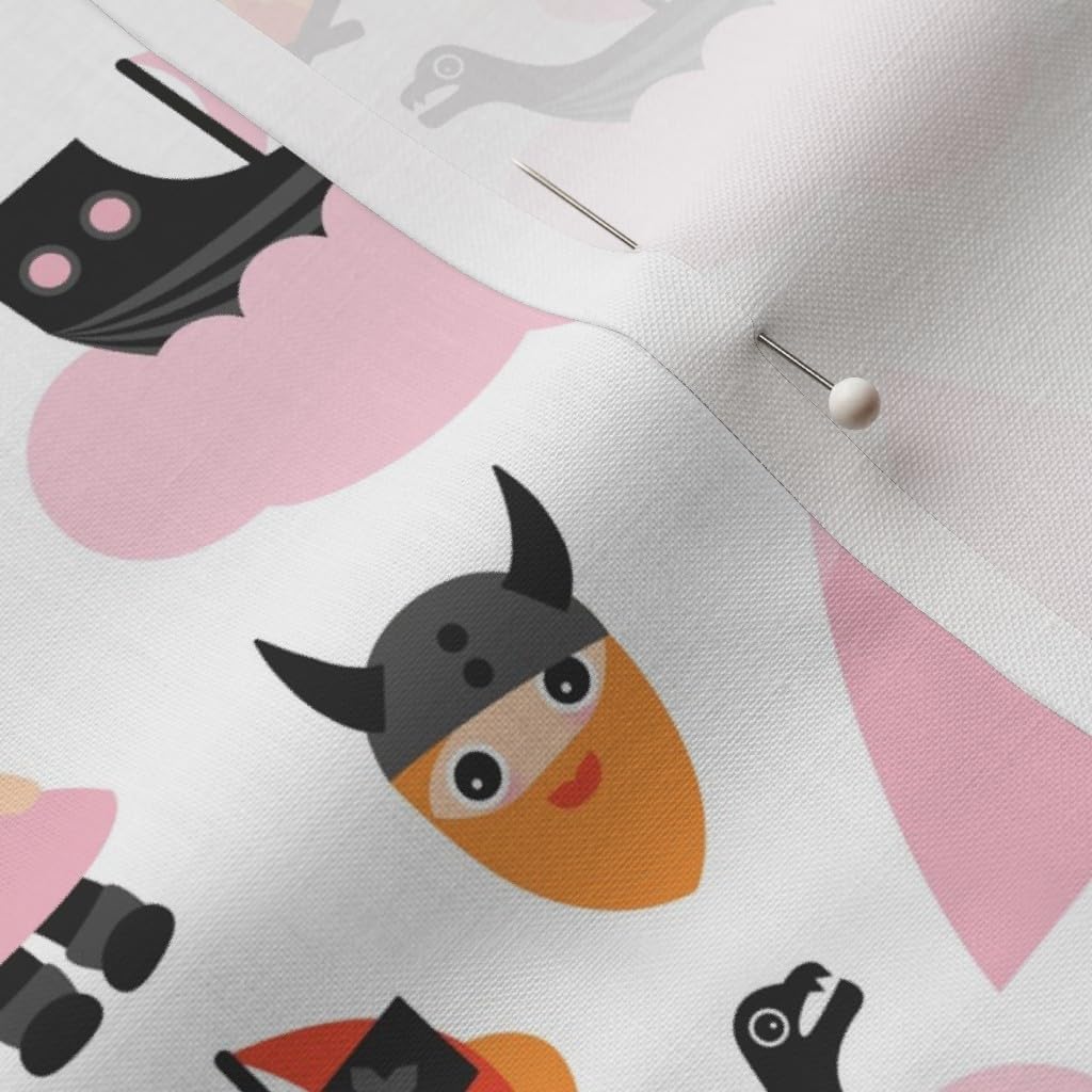 Spoonflower Fabric - Cute Kids Historical Hero Theme Viking Ship Whale Scandinavian Printed on Petal Signature Cotton Fabric by The Yard - Sewing Quilting Apparel Crafts Decor