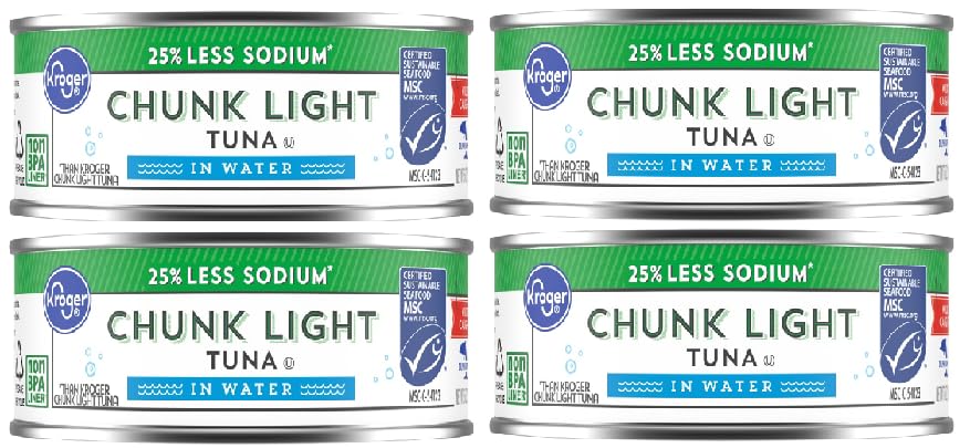 25% Less Sodium Chunk Light Tuna in Water (4 Cans, 5 oz. each)
