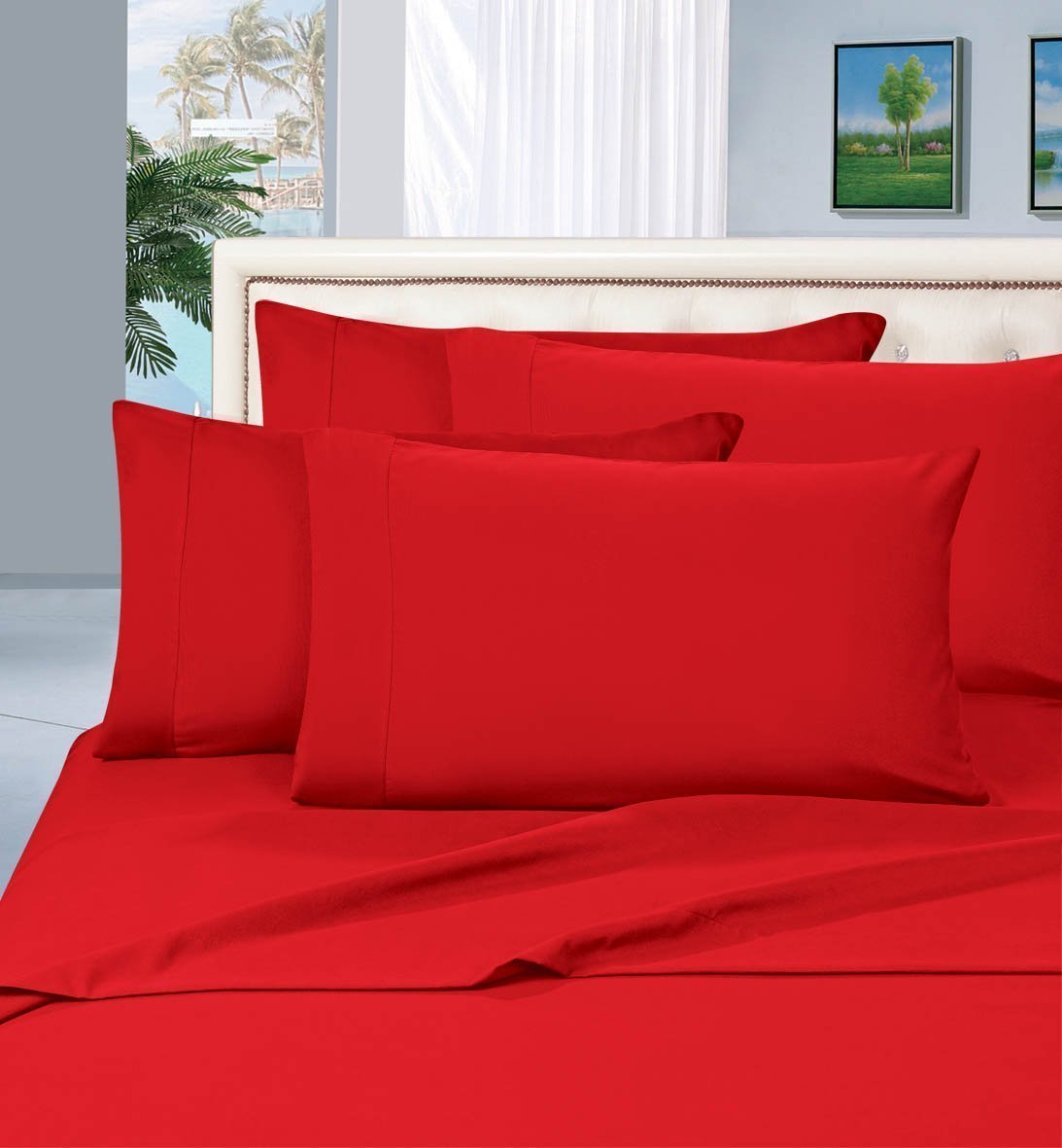 Housse de couette microfibre douce rouge anti-plis pour lit simple Twin Élégant Confort