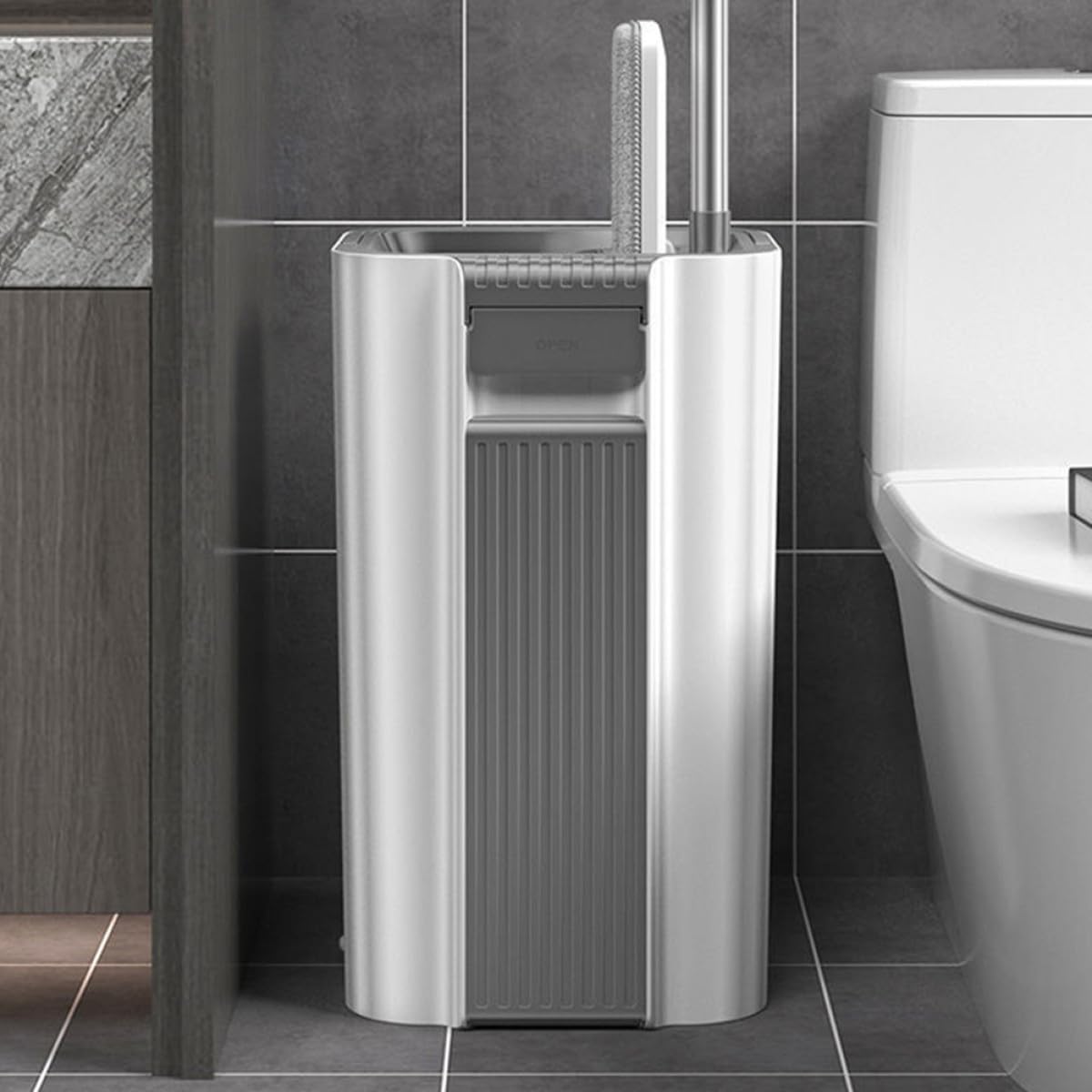 Handfreies Wischmopp Satz mit Mikrofaser Mopp Wischeimer mit Kammern Platzsparend für Staub und Tierhaare Haushaltsreinigung Wohnzimmer Schlafzimmer