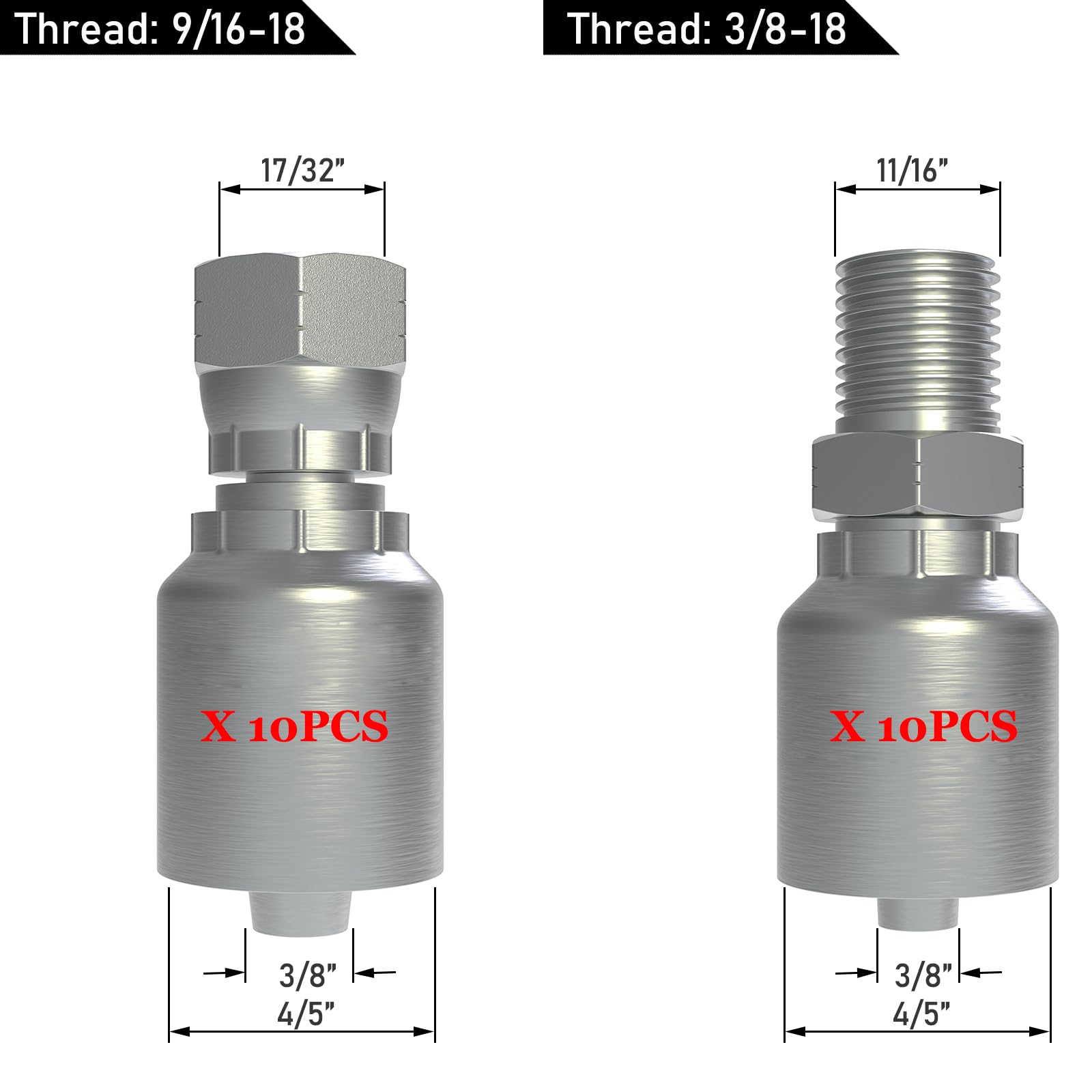30 m Hydraulikschlauch mit 20 Stück 0,95 cm Armaturen | JIC 37° weibliche und NPTF-Stecker, Hydrauliköl flexibel, -20 ℃ bis 140 ℃, gewickelt, W.P.7685PSI