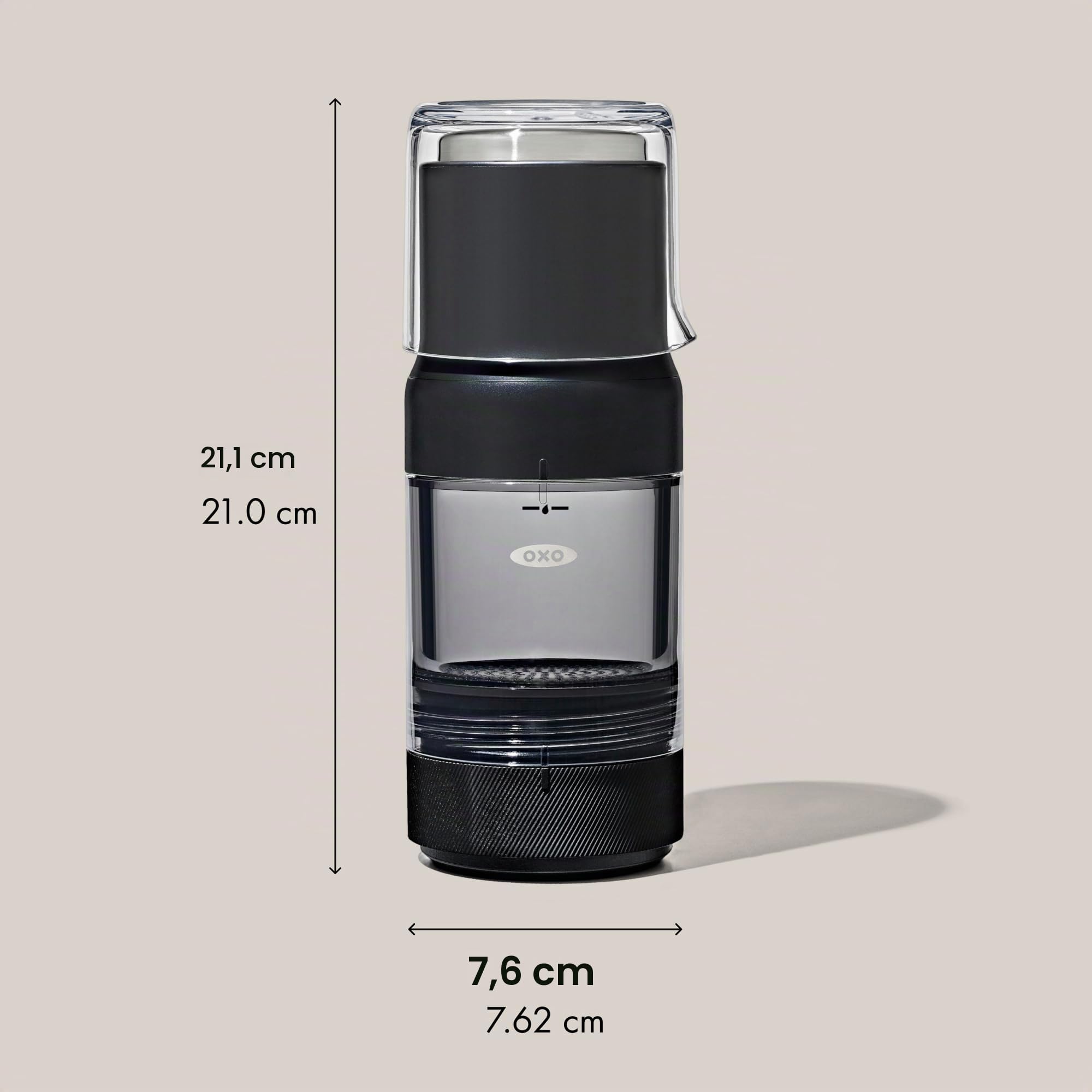 OXO Brew Rapid Brewer - Caffettiera manuale portatile, filtro in acciaio inossidabile integrato, resistenza regolabile, compatta e leggera, non sono necessari cialde o filtri di carta