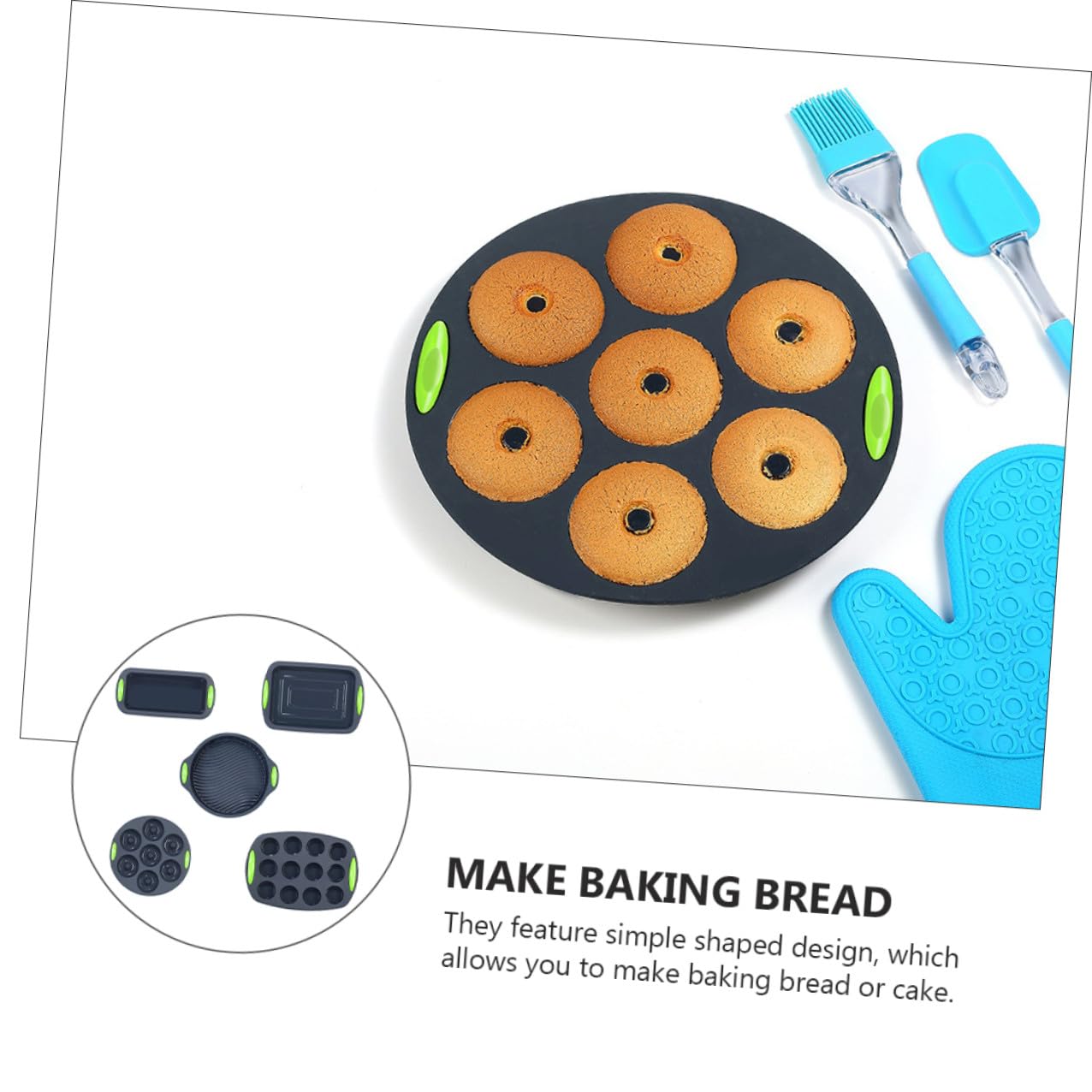 Juego de 5 Moldes de Silicona Flexible y Resistente al Calor para Hornear Pasteles Cocina, Herramienta Multiusos para Aficionados la Repostería