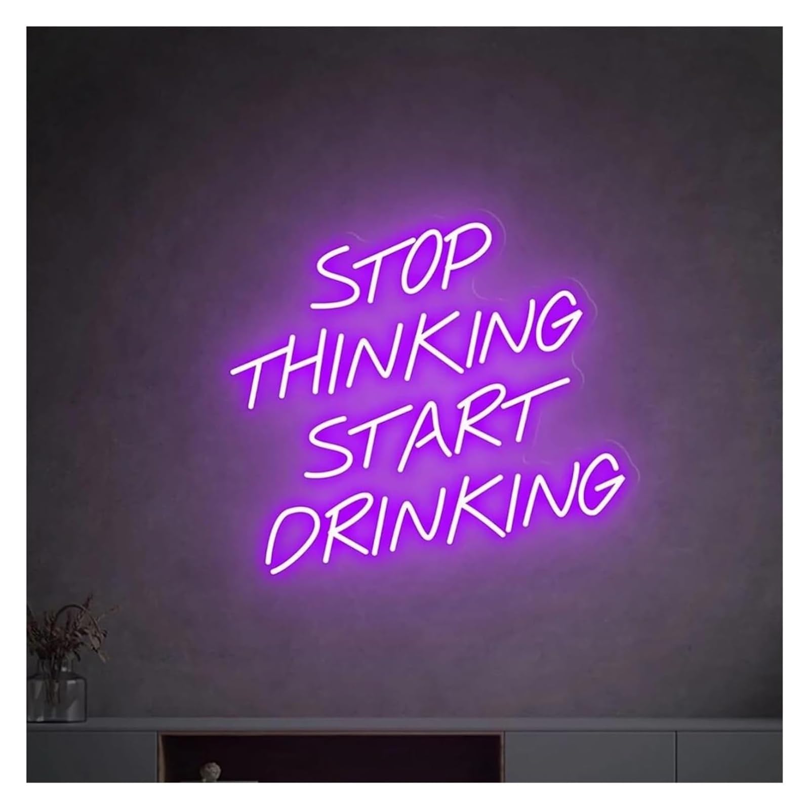 Zynther Neon lamp Stop Thinking Start Drinking for neon Sign LED for Beer Bar Club Game Room Party Restaurant Wall Decor 38cm×33cm(B)