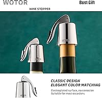 Vista 6 de WOTOR Tapones de vino de acero inoxidable para botella de vino, tapón con silicona reutilizable, ahorro de vino, a prueba de fugas, mantiene fresco