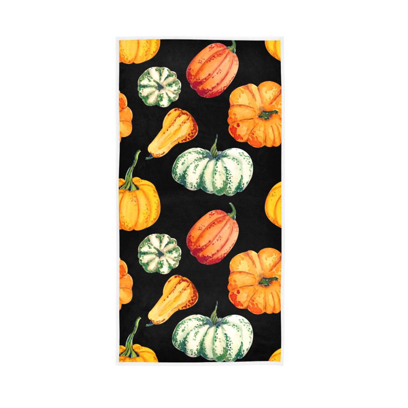HUYGD Autumn Pumpkins Bathroom Hand Towels, 15 x 30 Inches Absorbent Hand Towel Spa Towel Soft Hand Towels for Face