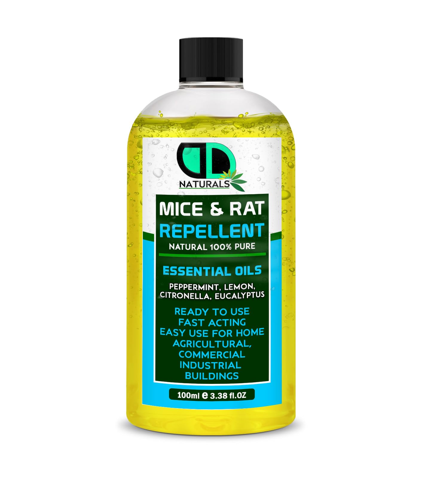 MICE & Rat Insect Repellent with Peppermint, Lemon, Eucalyptus & Citronella Essential Oil - Body Oil Deet Free (100ml Cap)