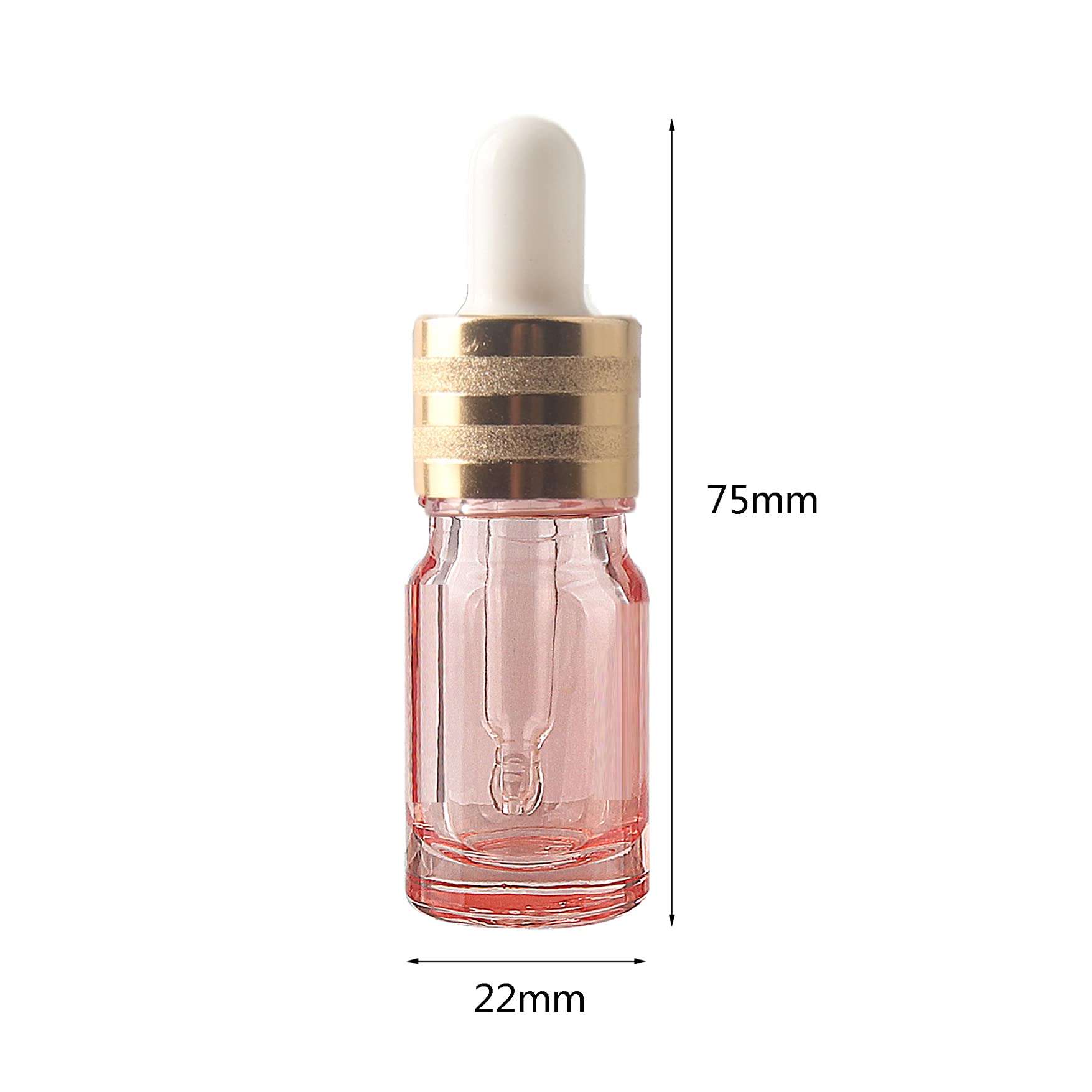 24 Stück 5ml Leere Rosa Pipettenflasche mit Gold Pipettenring, Glaspipette Tropfpipetten für Aromatherapie ätherische Öle Dosierung Lagerung flüssiger Glasflasche + 2x Trichter