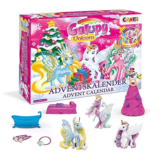 CRAZE Calendario De Adviento Con Juguetes Galupy Unicorn, Calendario Adviento Infantil Con Juguetes, Incluye 2 Figuras De Unicornios Exclusivas y Diferentes Accesorios Para Jugar, Cuenta Atrás Navidad