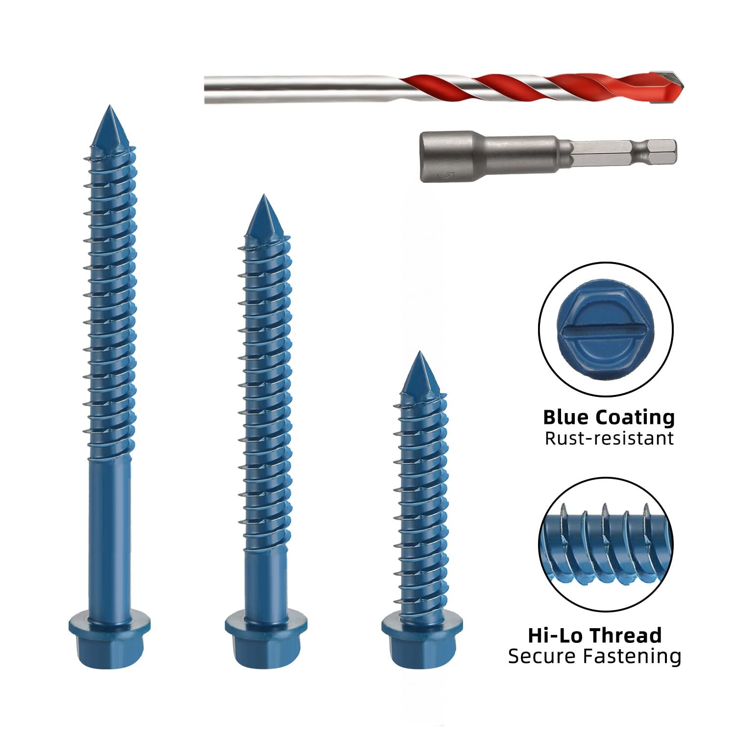 Concrete Screws - 50 PCS with Drill Bit -3