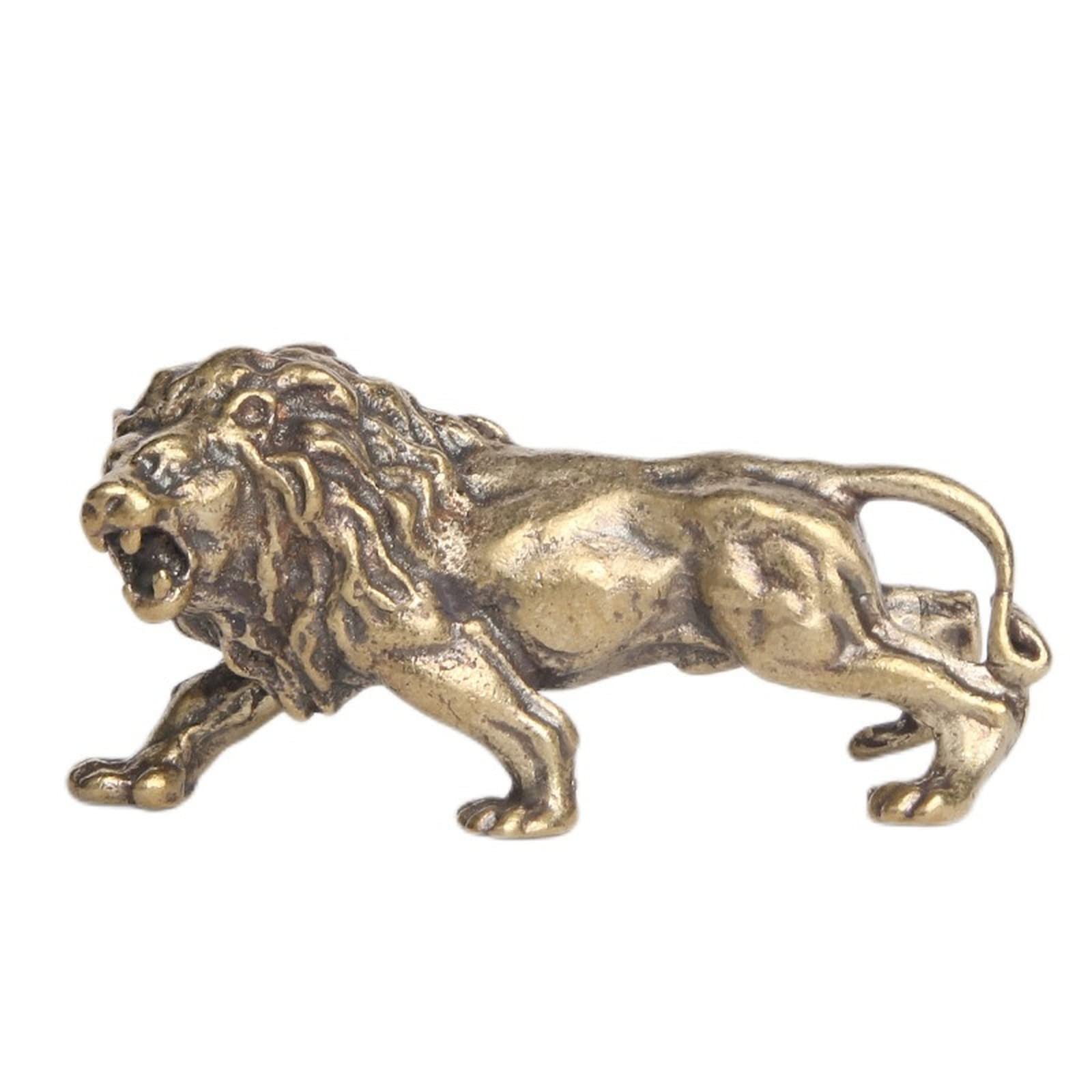 NGDFGR Solid Copper Lion Miniatures Figurine, Brass Lion King Statue Home Study Office Desk Children'S Room Decoration