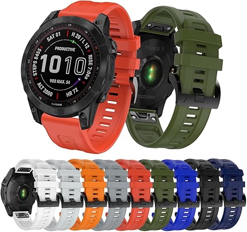 Miniatura 6 de REYDA Correa de silicona compatible con Garmin Fenix 77 Pro66 Pro55 Plus, 0.866 pulgadas de ajuste rápido, correa de silicona deportiva de repuesto