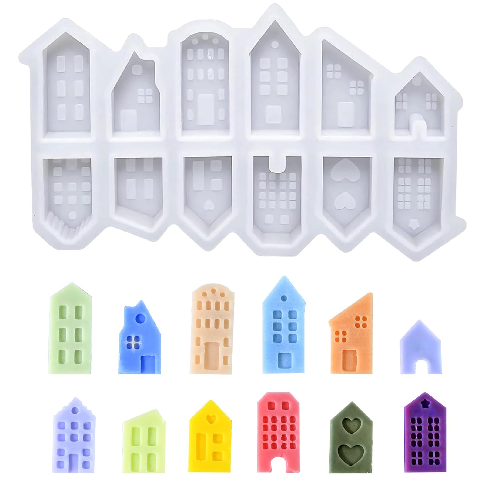 Silikonformen Gießformen Häuser, 12 Stück Silikonform Haus W