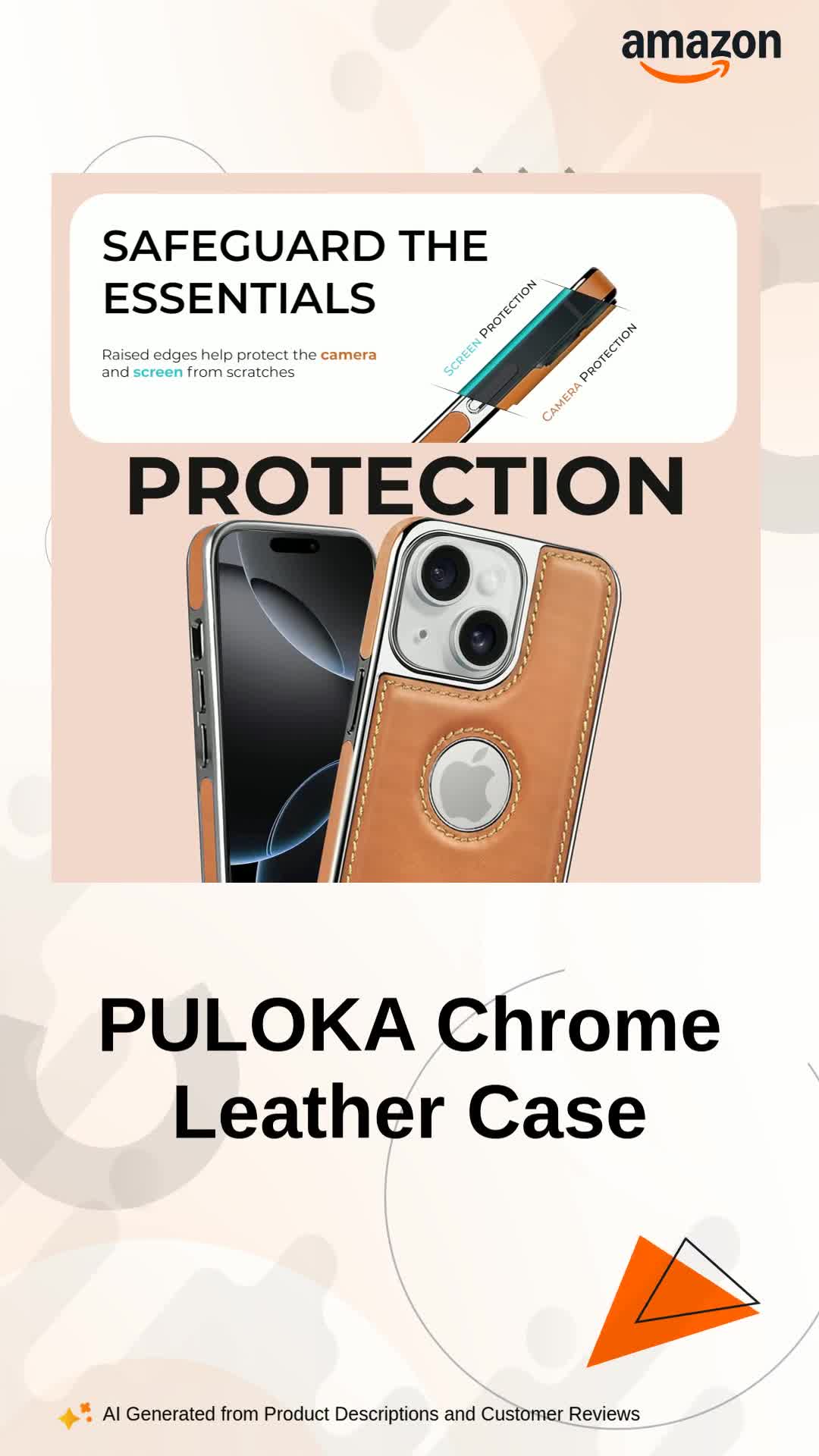 PULOKA Chrome Leather Back Case - Compatible with iPhone 15