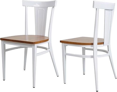 KARMAS PRODUCTO Juego de 2 sillas de cocina y comedor sillas laterales apilables con asiento de madera maciza y patas de metal resistentes color