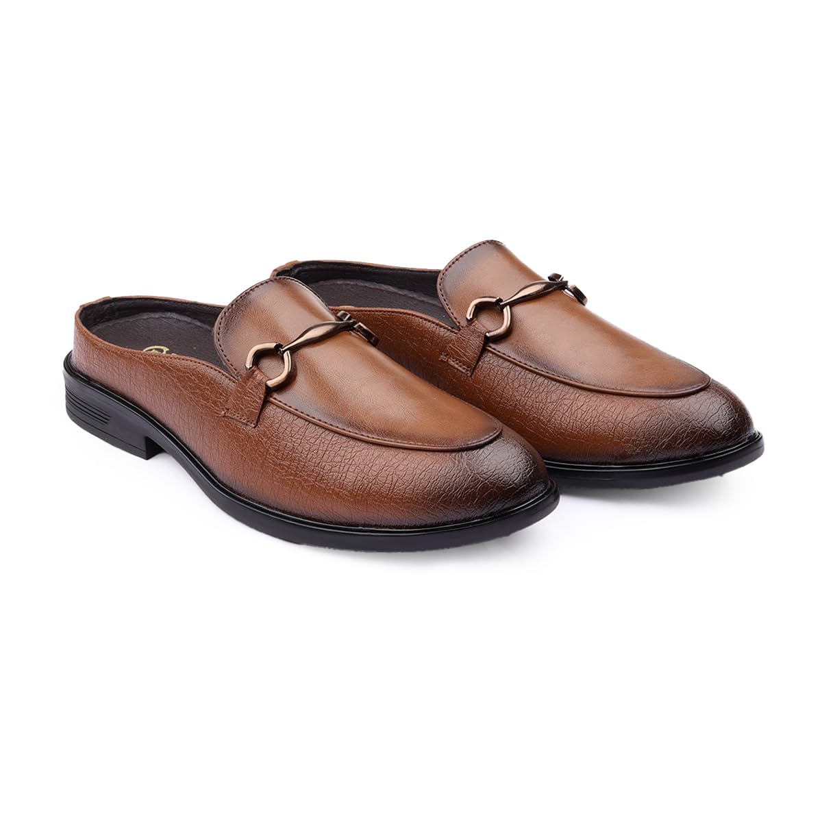 bxxy Men's Casual Formal Faux Leather Slip On Mules Or Loafers with Metal Buckle and TPR Sole-picture-21