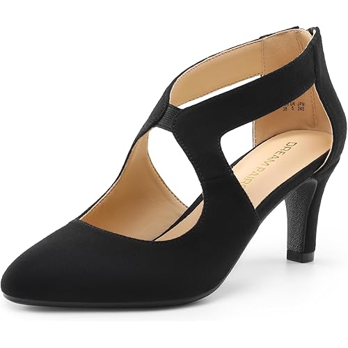 DREAM PAIRS Women's Pumps Closed Pointed Toe Kitten Heels Elegant Party Wedding Dress Shoes for Women