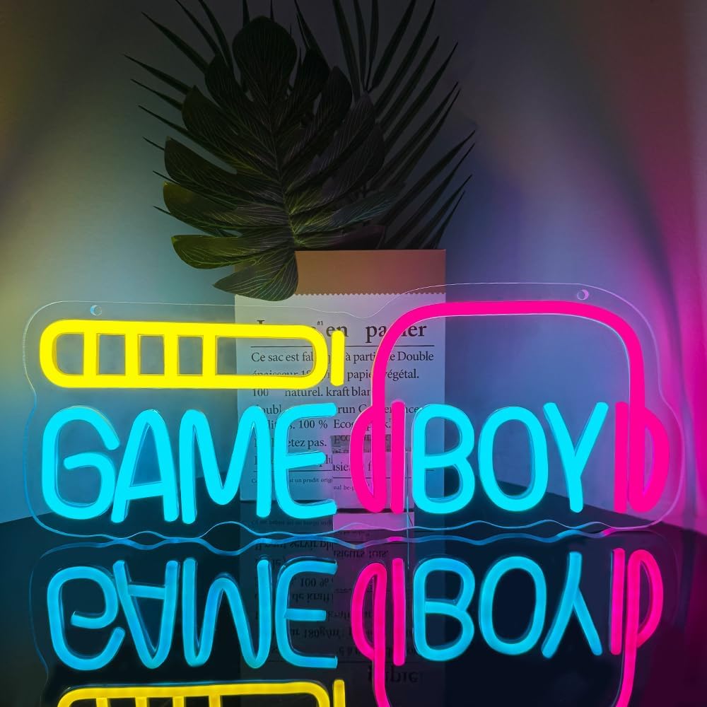 - Game Boy Neon Sign,Game Room Dimmable LED Light Signs for Wall Art Decor,Gamer Backdrop for Bedroom Club Party Man Cave,Gaming Gift for Boys Teen Men USB Powered（15.4"*5.9"）