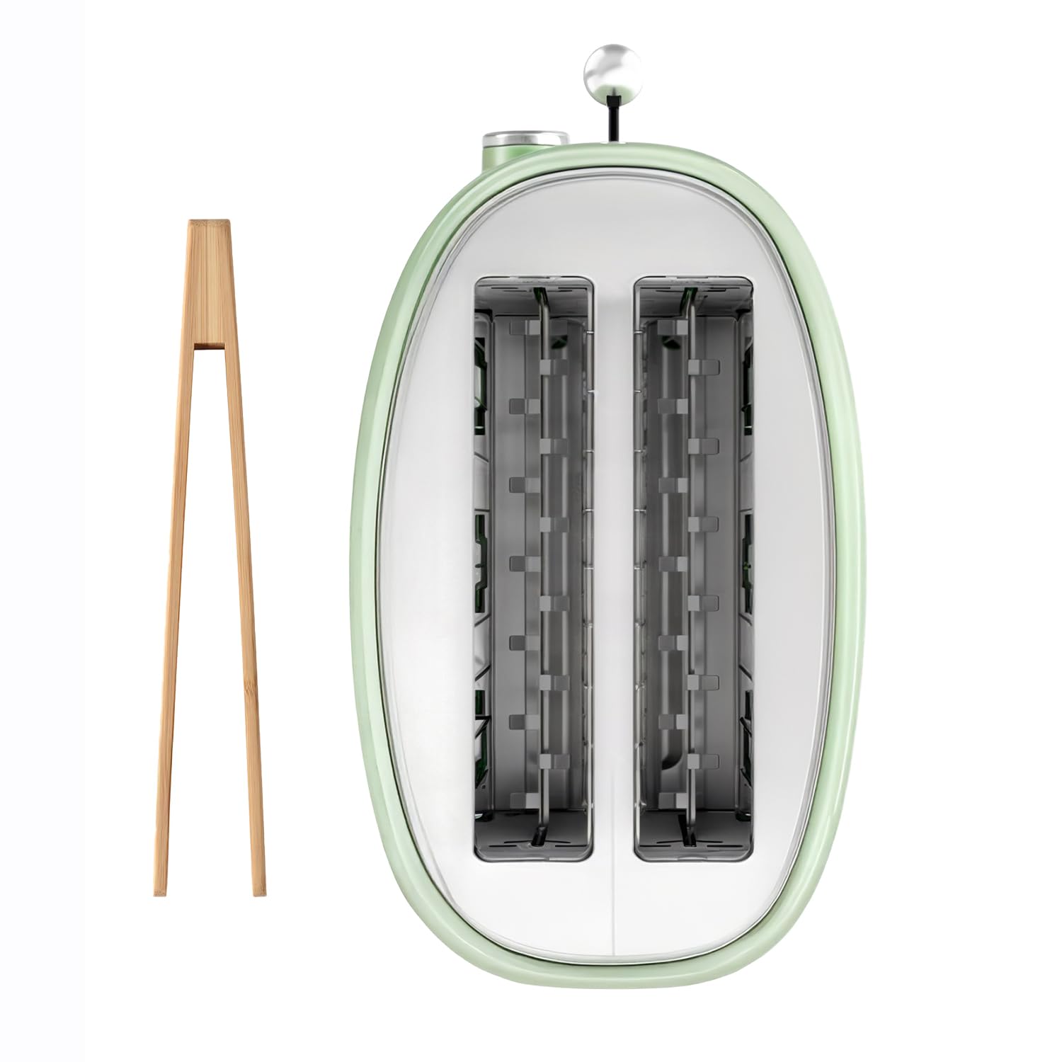 SWEISS GRS7, tostapane vintage, 2 fessure, 6 livelli di potenza, 850 W, rapido e pratico, facile da pulire, cassetto raccogli briciole, speciale baguette, scongelamento, verde