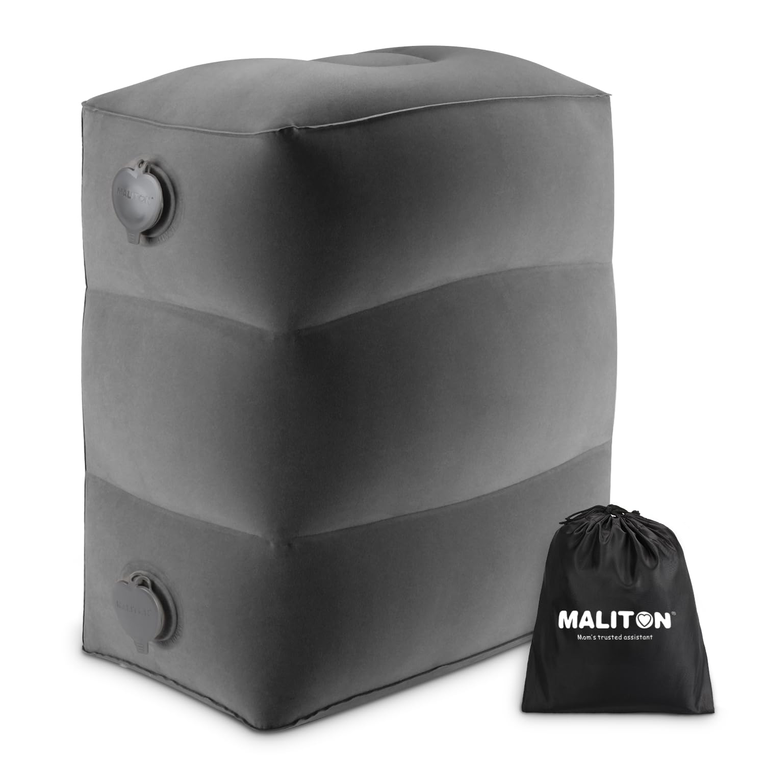 Maliton Airplane Footrest, Inflatable Foot Rest for Kids, Adjustable Height Travel Pillow On Airplanes, Cars, Office, Toddler Travel Essentials (Dark Grey, 1 Pack)