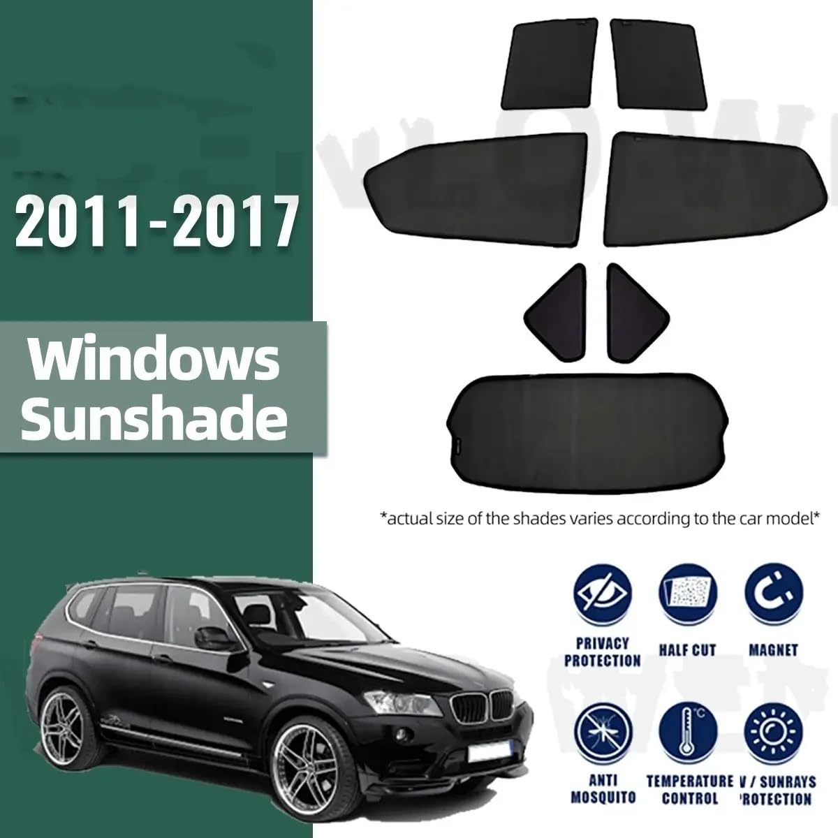 Parasol Parasol Magnético para Coche Visera Marco Parabrisas Cortina Parasol De Ventana Lateral para para X3 F25 2011 2012 2013 2014 2015 2016 2017 Coche Parasoles (Color : 2PCS Rear Windows)