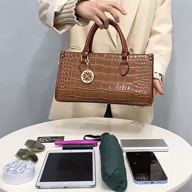 Caalaay Women Handbags and Purse Crocodile Pattern Leather Top