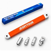 Offset Extension Wrench, 15" Zero Degree Ratchet Extension Set with 1/4", 3/8" & 1/2" Drive Adapters, Universal Socket Wrench Extender for Tight Spaces, Offset Extension Wrench Impact ToolOrange